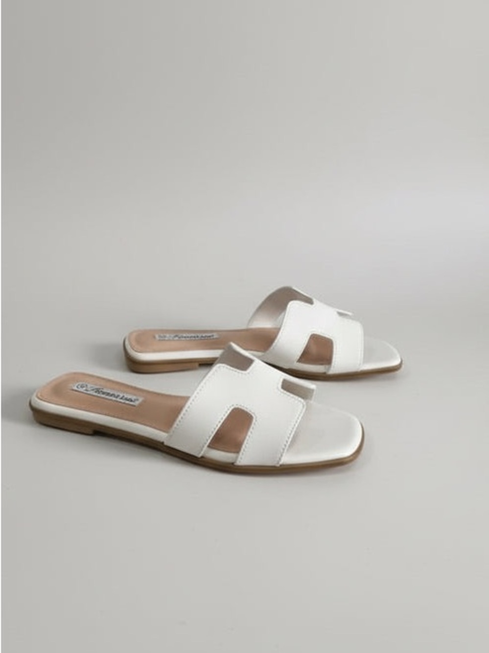 Trendy White H- Shaped Cutout Slides Sandals
